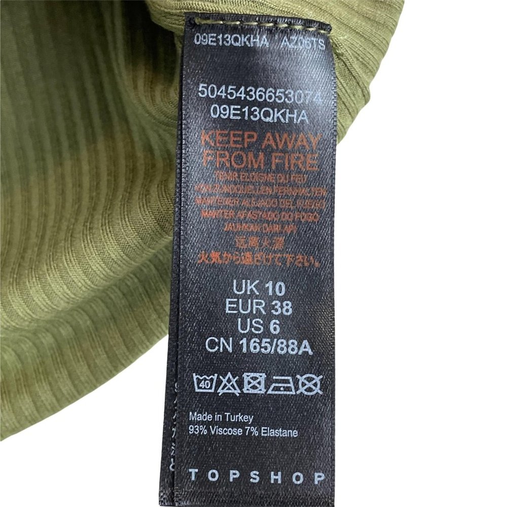 Topshop olive green ribbed lined cropped strapless bandeau tube top 6 or small - Picture 7 of 12